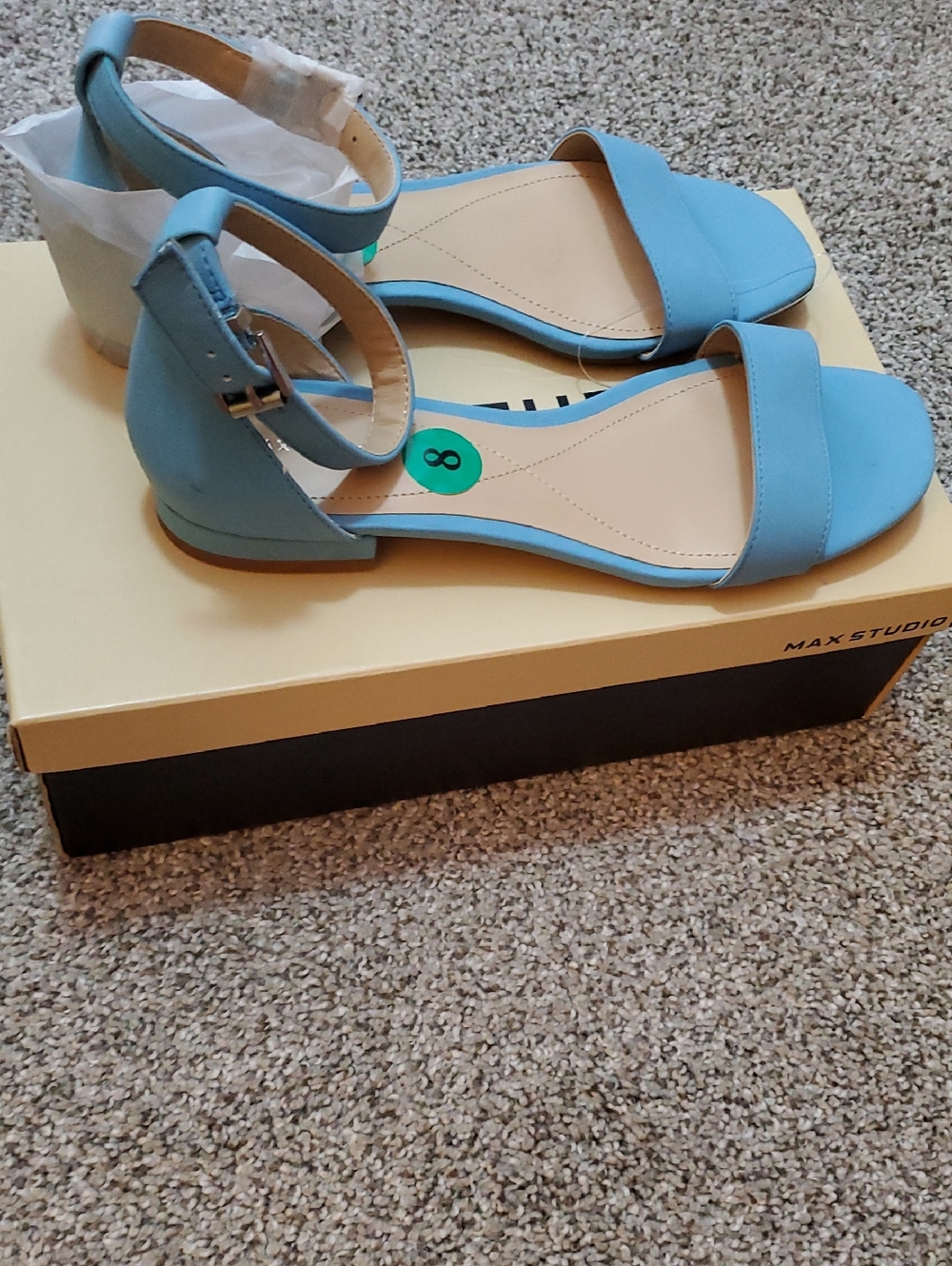 Max Studio Light Blue Ankle-Strap Sandals